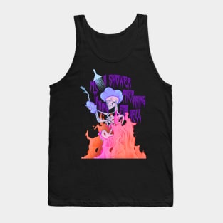 rad skeleton taking hot showers preparing for hell (cyberpunk trippy retro) Tank Top